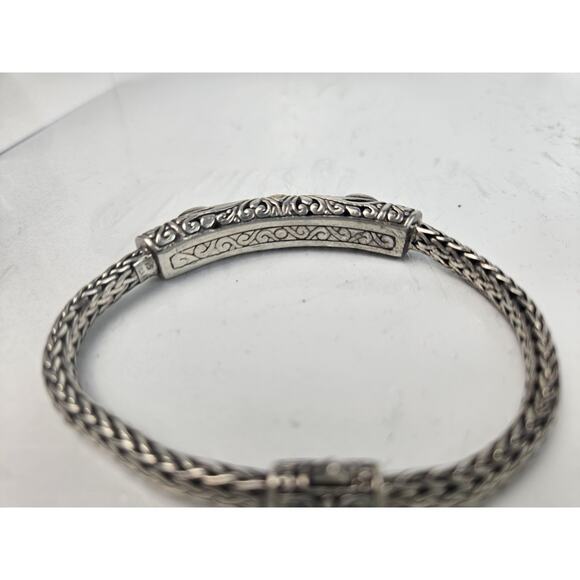 925 Sterling Silver Turquoise Woven Bracelet 7.5" - Picture 7 of 10